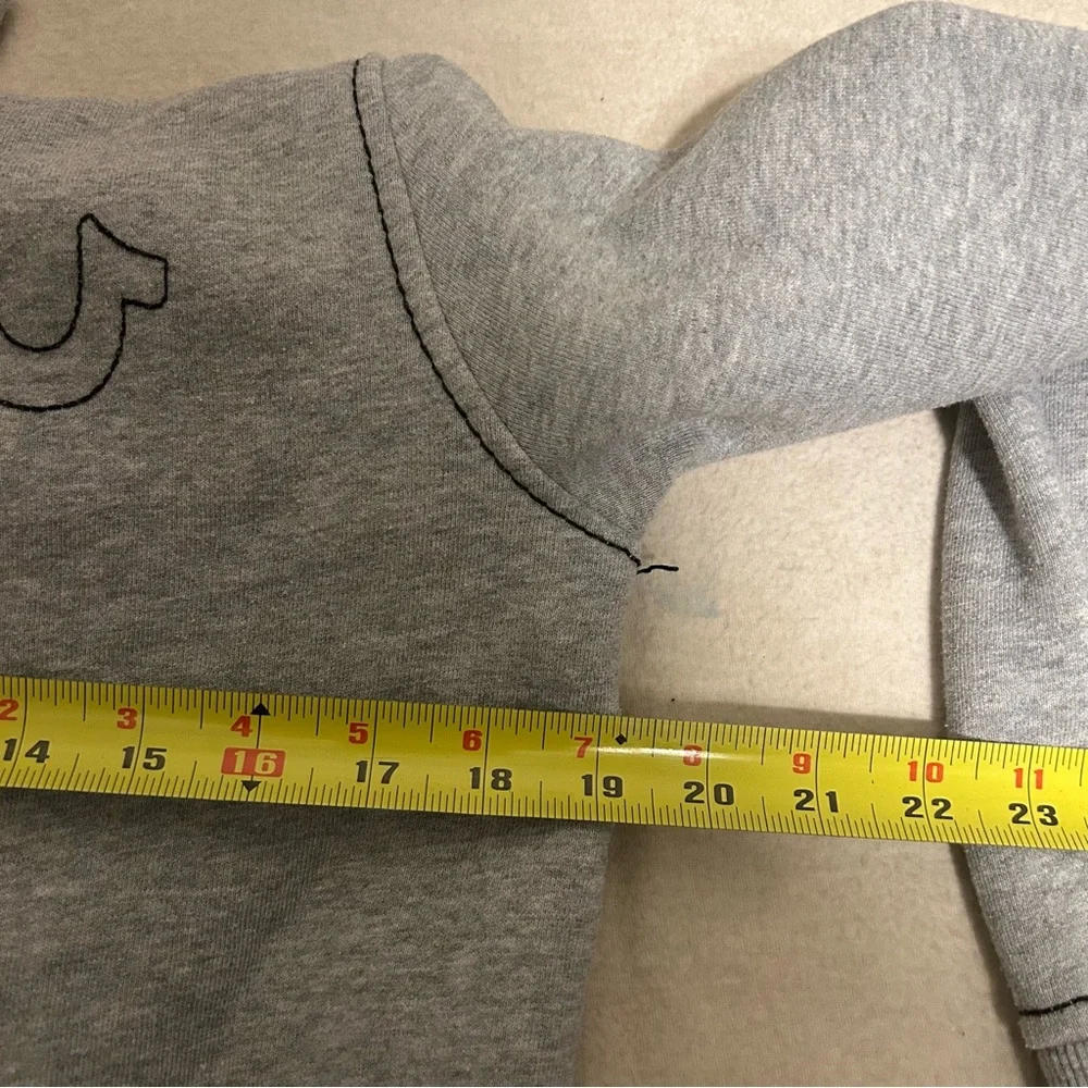 True Religion Men’s Big T‎ Zip Hoodie Full Zip Gray Size S